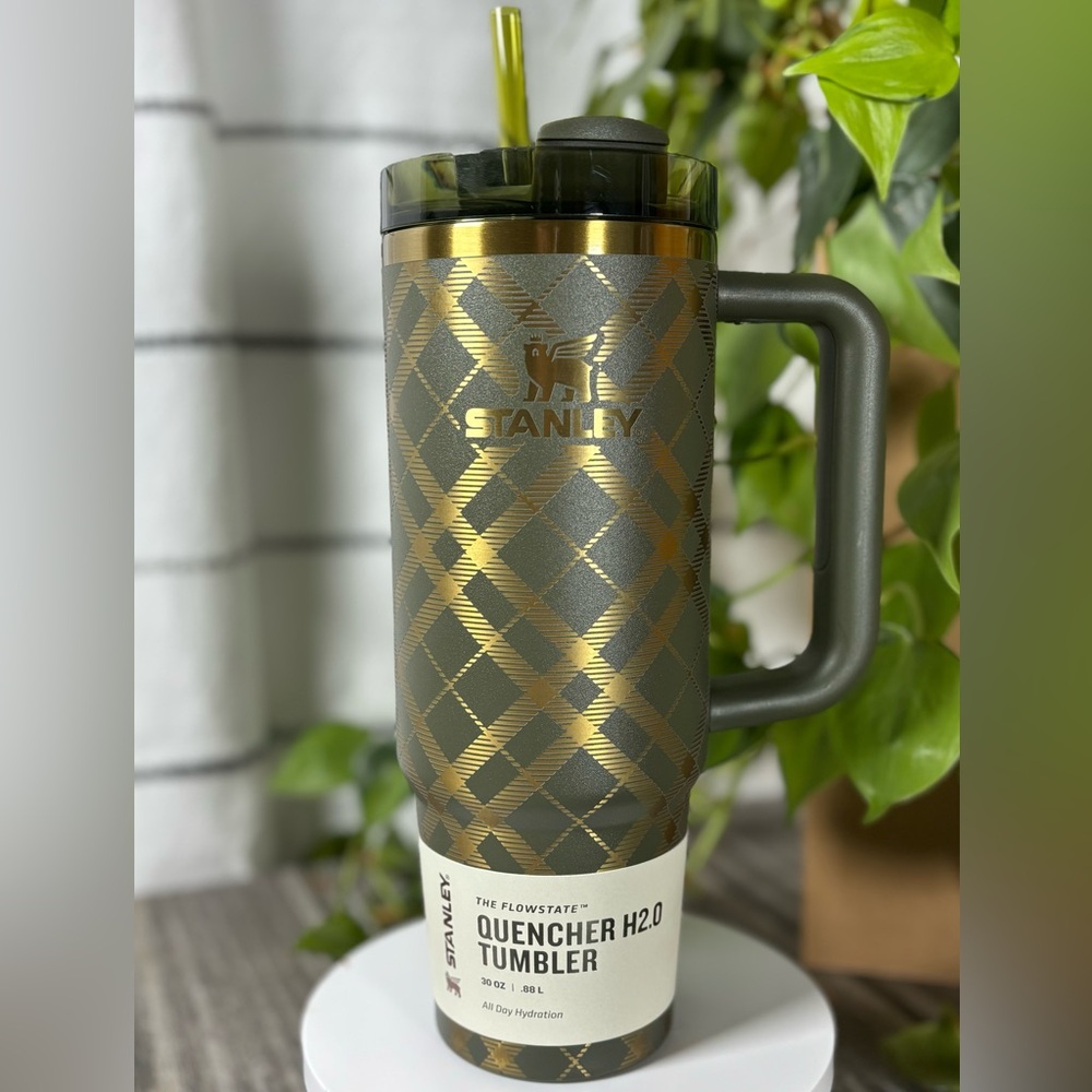 30oz Stanley Tumbler Cup Tartan Plaid Custom Laser Engraved Cypress Christmas
